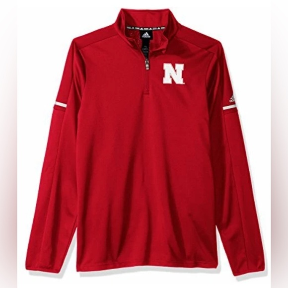 NWT [adidas] Nebraska Cornhuskers NCAA 1/4 Zip Pullover Sweatshirt Youth M 10/12 - Picture 2 of 12